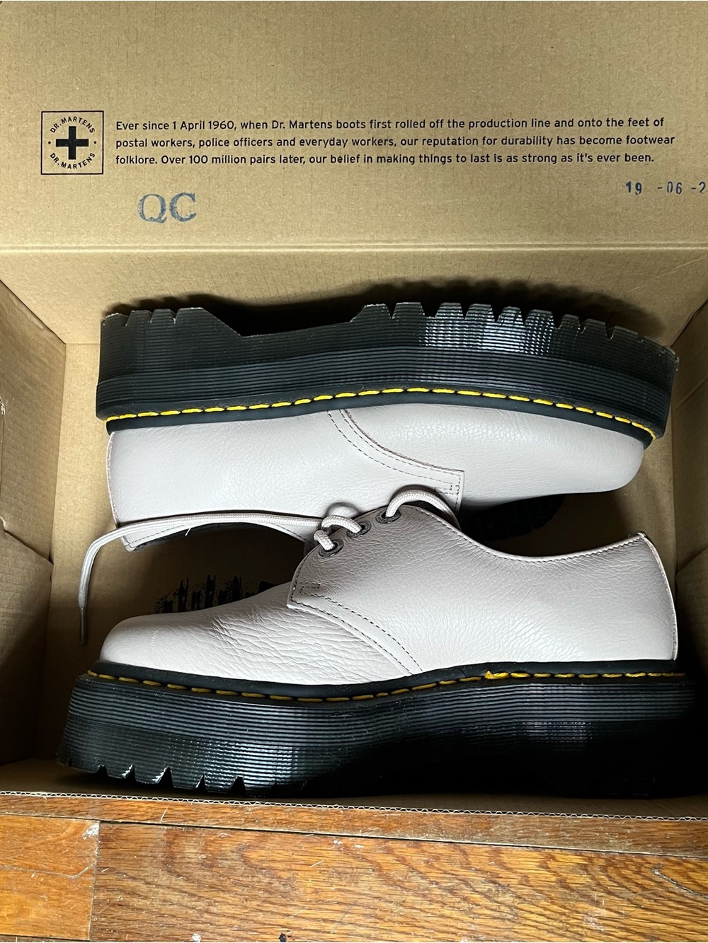 Taupe Leather Platform Shoes